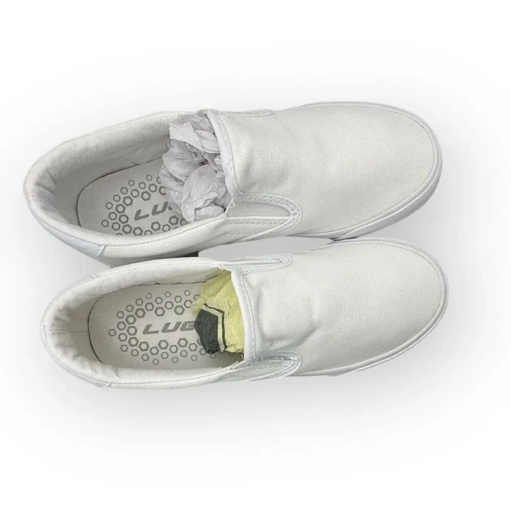 Lugz Womens Clipper Slip On Canvas Sneakers Shoes White Size 5.5M